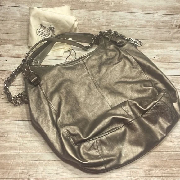 Coach Madison metallic silver leather hobo shoulder bag Tote bag - Picture 4 of 16